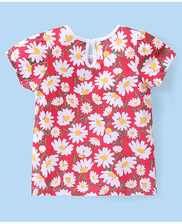 Babyhug Cotton Knit Half Sleeves T-Shirts with Floral & Polka Dots Print Pack of 3 - Multicolor