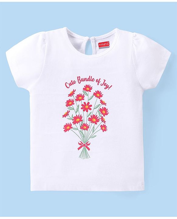 Babyhug Cotton Knit Half Sleeves T-Shirts with Floral & Polka Dots Print Pack of 3 - Multicolor