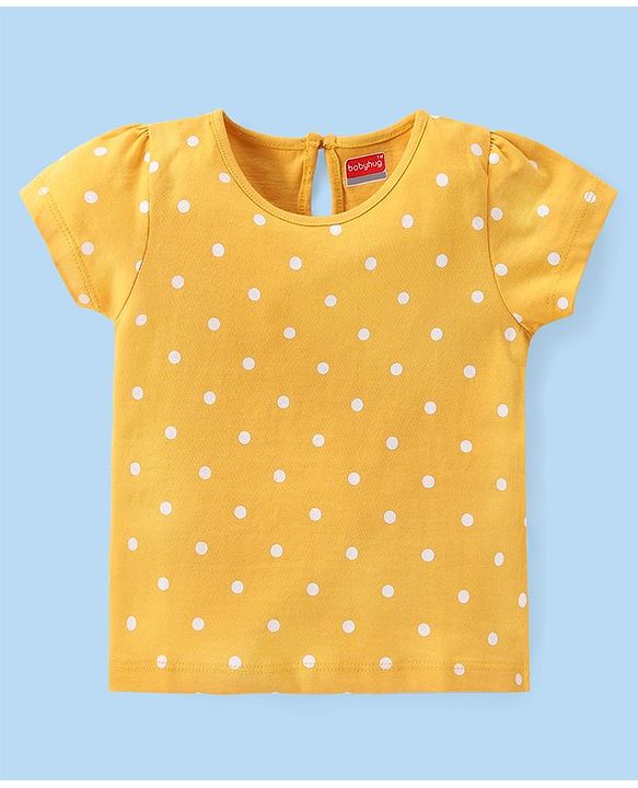 Babyhug Cotton Knit Half Sleeves T-Shirts with Floral & Polka Dots Print Pack of 3 - Multicolor