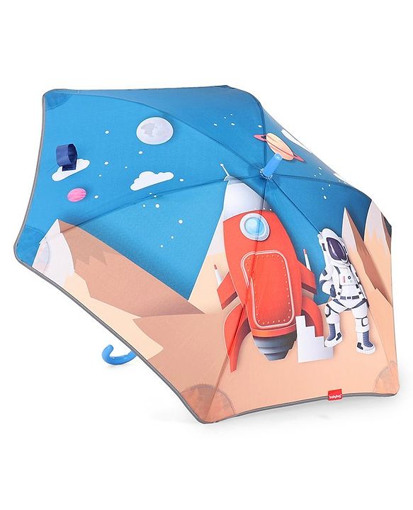 Babyhug Umbrella With Space Themed Print - Blue