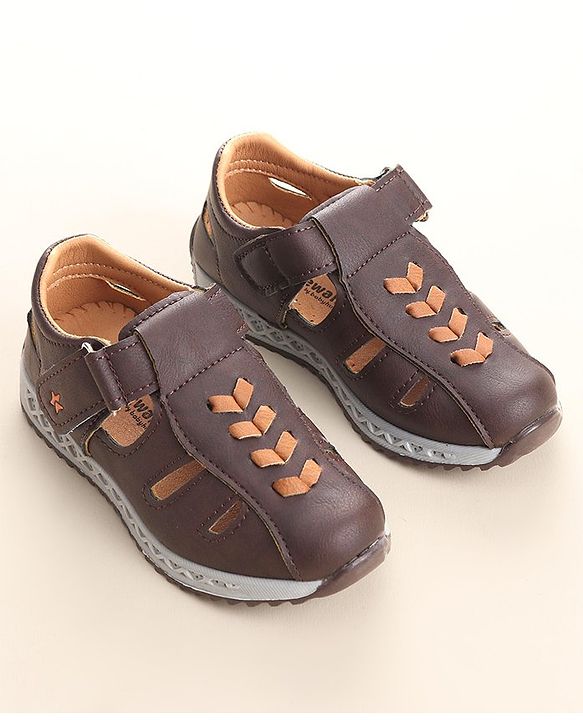 Cute Walk by Babyhug Slip On Formal & Party Wear Shoes with Velcro Closure - Coffee Brown