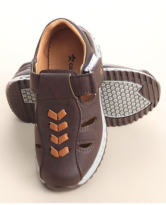 Cute Walk by Babyhug Slip On Formal & Party Wear Shoes with Velcro Closure - Coffee Brown