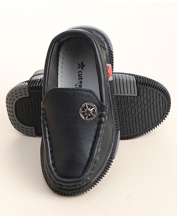 Cute Walk by Babyhug Slip On Solid Formal Shoes Star Applique - Black