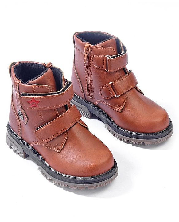 Cute Walk by Babyhug Solid Winter Boots With Velcro Closure- Tan