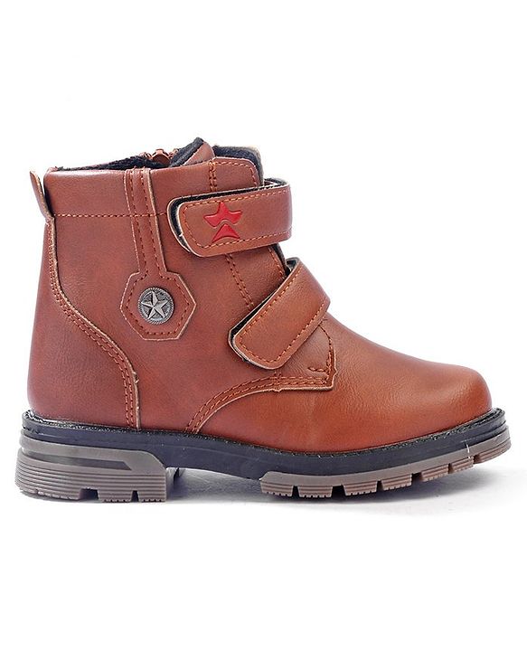 Cute Walk by Babyhug Solid Winter Boots With Velcro Closure- Tan