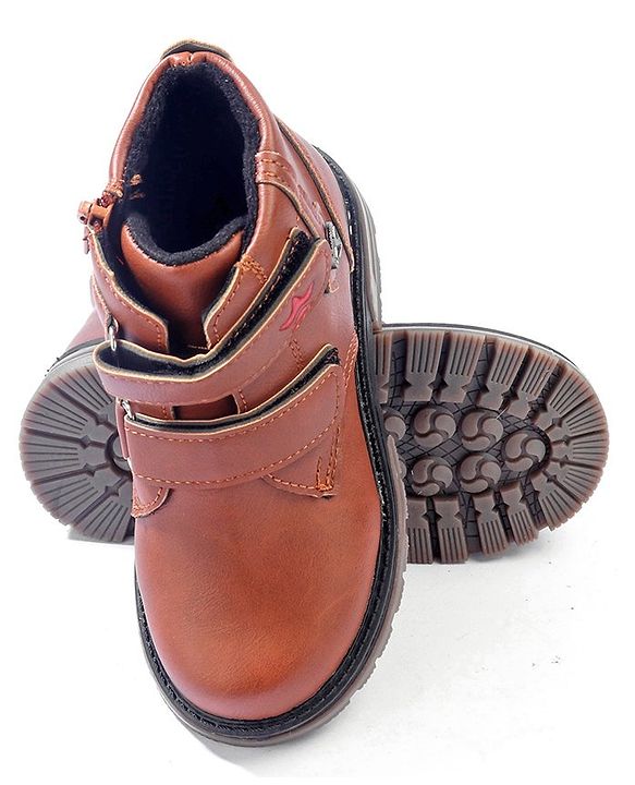 Cute Walk by Babyhug Solid Winter Boots With Velcro Closure- Tan