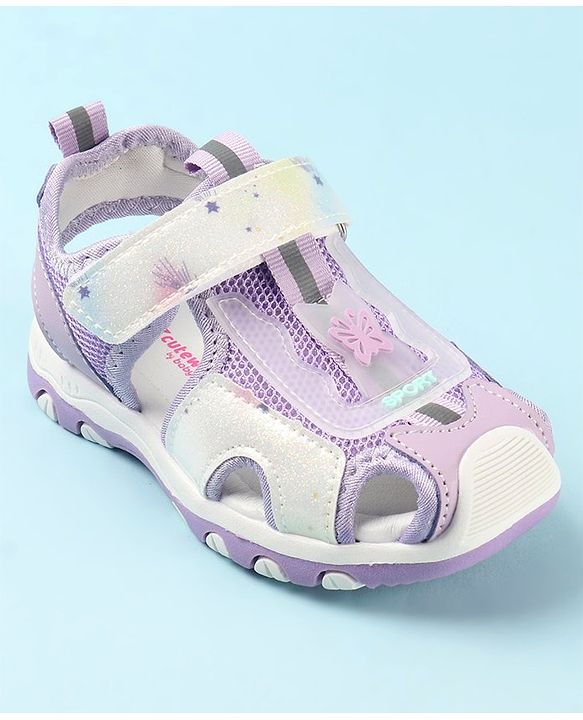 Cute Walk by Babyhug Sandals Velcro Closure with Butterfly Applique - Purple