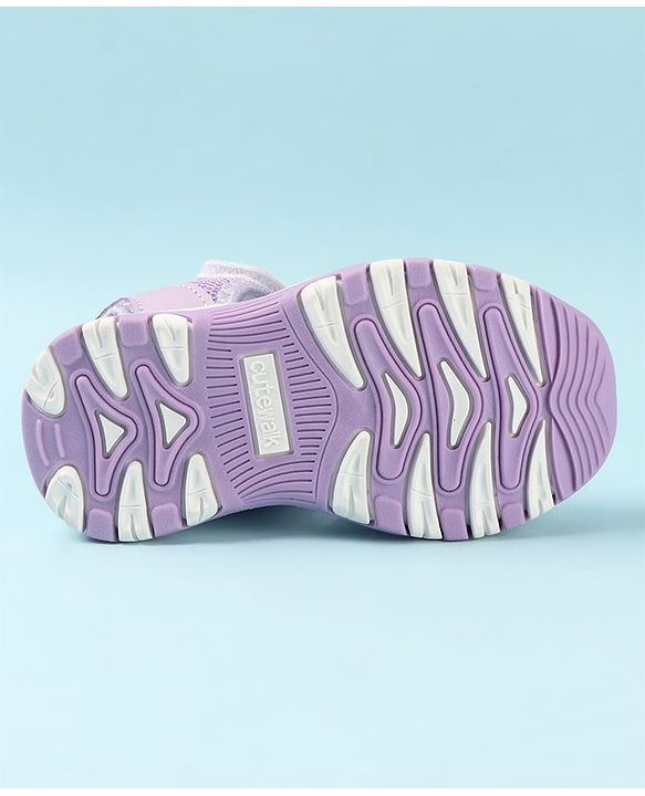 Cute Walk by Babyhug Sandals Velcro Closure with Butterfly Applique - Purple