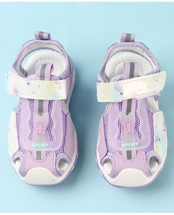 Cute Walk by Babyhug Sandals Velcro Closure with Butterfly Applique - Purple