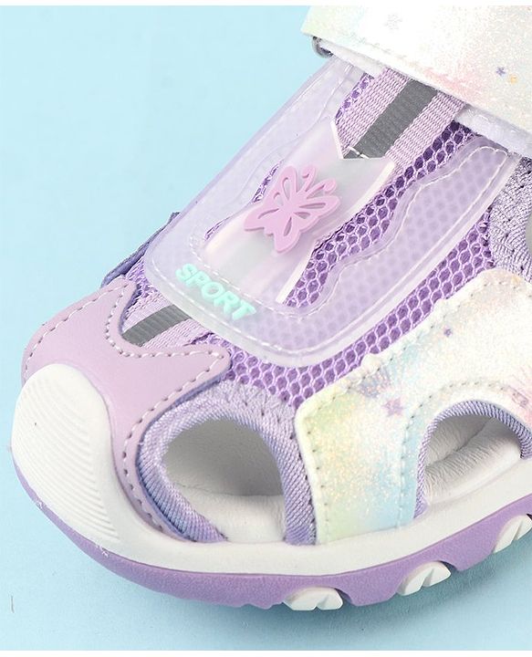 Cute Walk by Babyhug Sandals Velcro Closure with Butterfly Applique - Purple