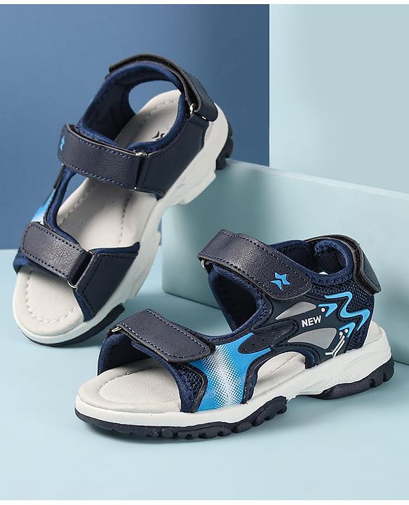 Cute Walk by Babyhug Slip On Sandals Velcro Closure with Star Applique - Blue
