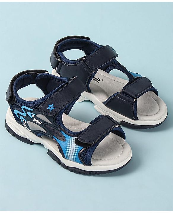 Cute Walk by Babyhug Slip On Sandals Velcro Closure with Star Applique - Blue