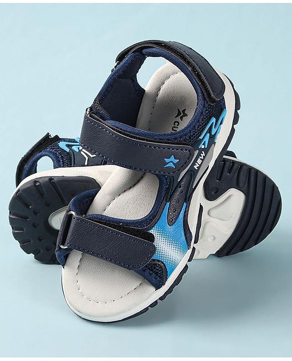 Cute Walk by Babyhug Slip On Sandals Velcro Closure with Star Applique - Blue