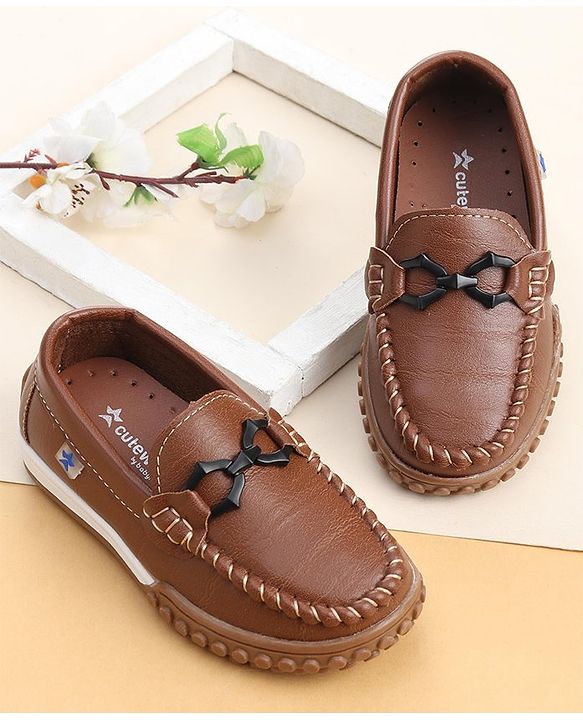 Cute Walk by Babyhug Slip On Loafers with Bow Detailing - Brown