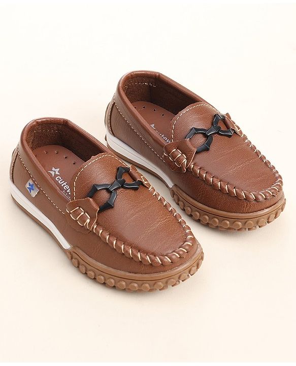 Cute Walk by Babyhug Slip On Loafers with Bow Detailing - Brown
