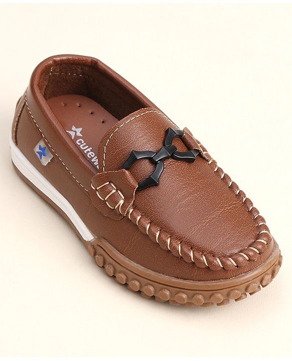 Cute Walk by Babyhug Slip On Loafers with Bow Detailing - Brown