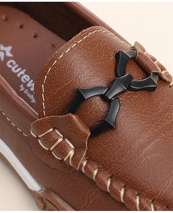Cute Walk by Babyhug Slip On Loafers with Bow Detailing - Brown