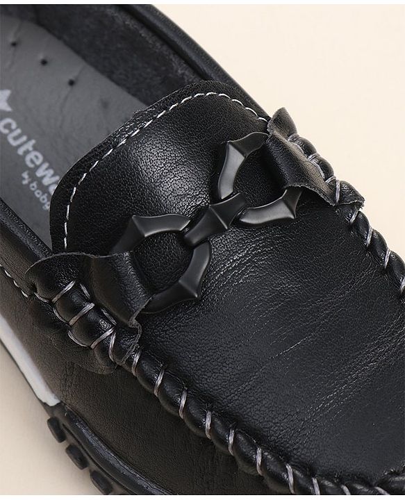 Cute Walk by Babyhug Slip On Loafers with Bow Detailing - Black