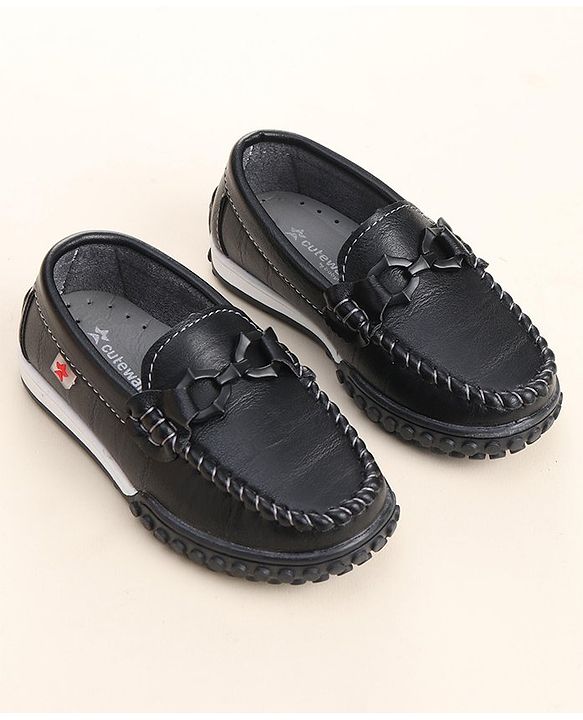 Cute Walk by Babyhug Slip On Loafers with Bow Detailing - Black