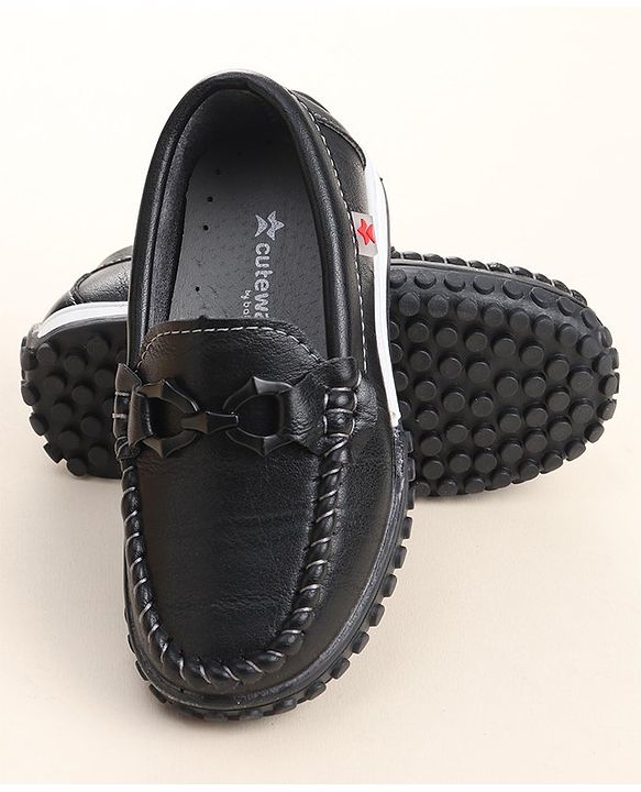 Cute Walk by Babyhug Slip On Loafers with Bow Detailing - Black