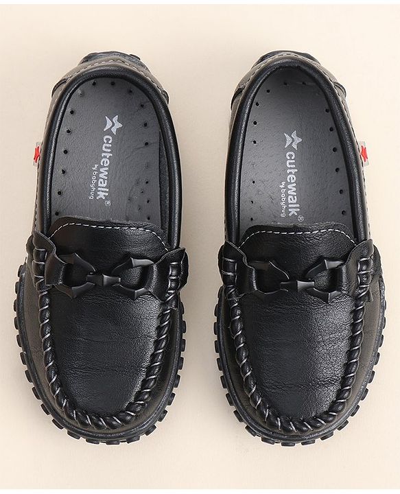 Cute Walk by Babyhug Slip On Loafers with Bow Detailing - Black