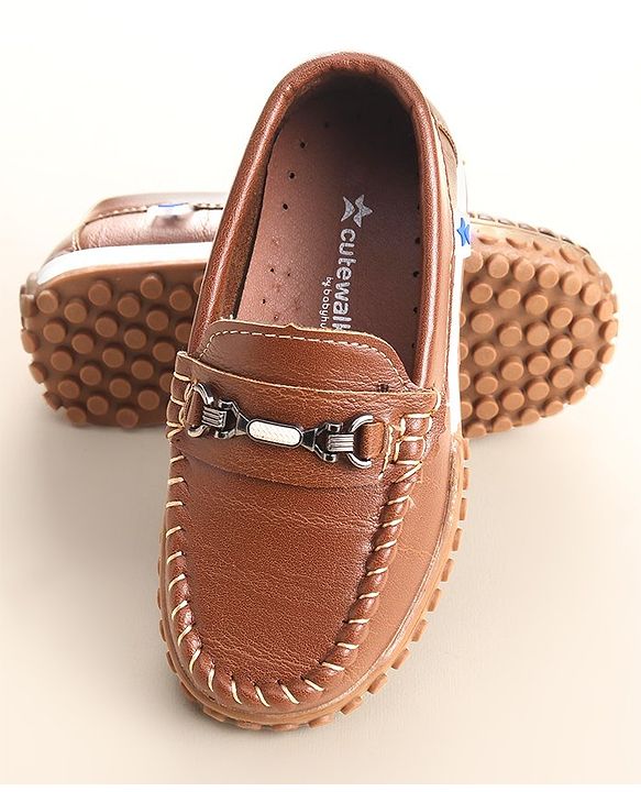 Cute Walk by Babyhug Slip On Formal & Party Wear Shoes with Metal Applique - Brown