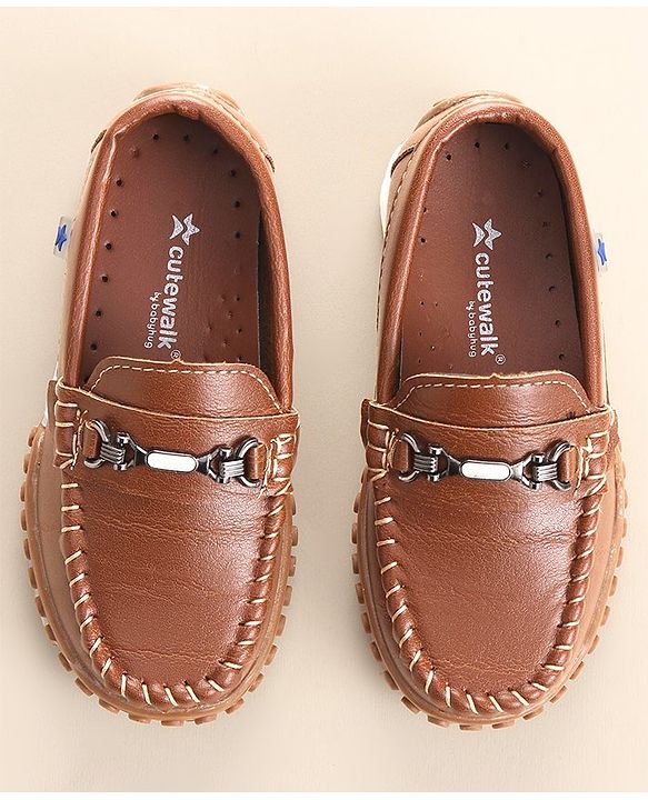 Cute Walk by Babyhug Slip On Formal & Party Wear Shoes with Metal Applique - Brown