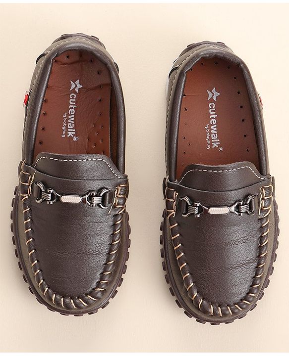 Cute Walk by Babyhug Slip On Formal & Party Wear Shoes with Metal Applique - Brown