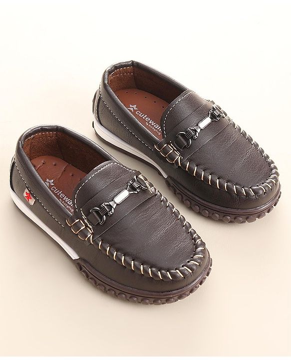 Cute Walk by Babyhug Slip On Formal & Party Wear Shoes with Metal Applique - Brown