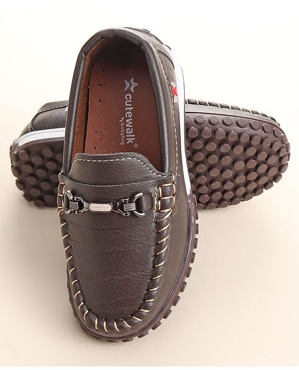 Cute Walk by Babyhug Slip On Formal & Party Wear Shoes with Metal Applique - Brown