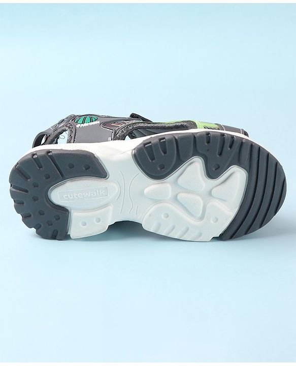Cute Walk by Babyhug Sandals with Velcro Closure & Basket Ball Applique - Grey