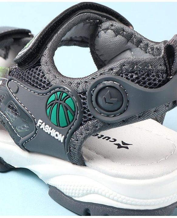 Cute Walk by Babyhug Sandals with Velcro Closure & Basket Ball Applique - Grey