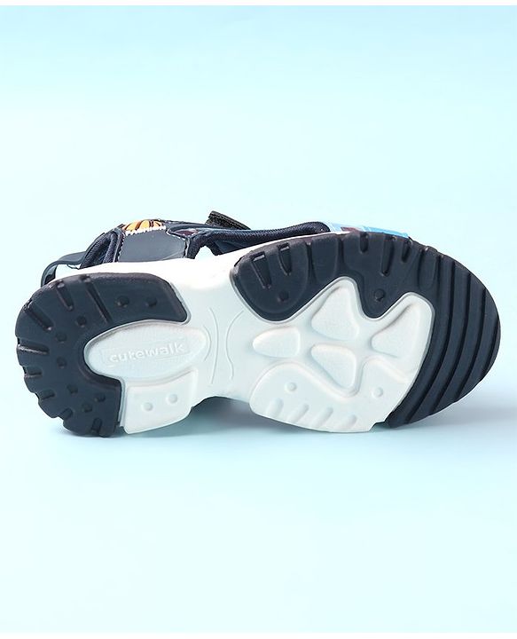 Cute Walk by Babyhug Sandals with Velcro Closure & Basket Ball Applique - Blue