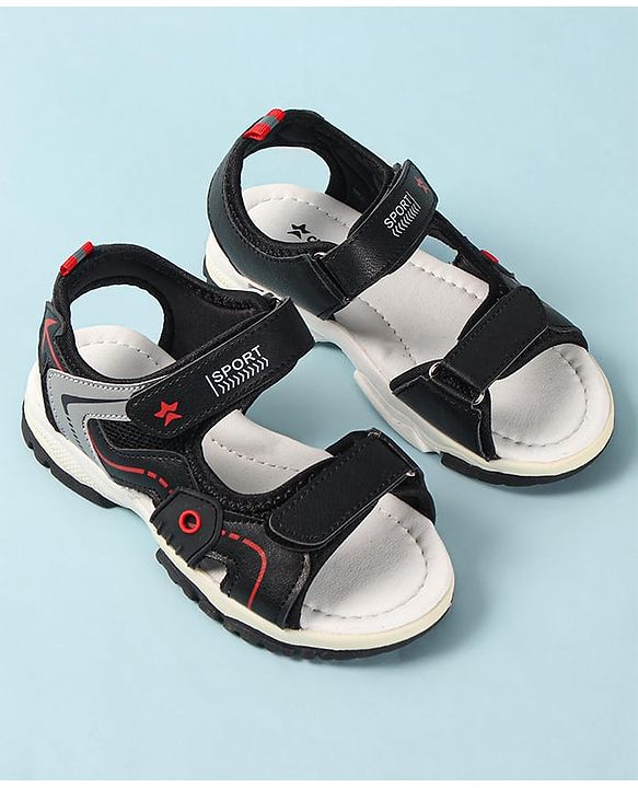 Cute Walk by Babyhug Slip On Sandals with Velcro Closure - Black