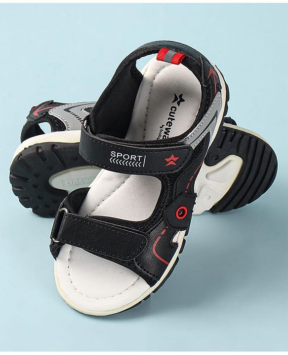 Cute Walk by Babyhug Slip On Sandals with Velcro Closure - Black