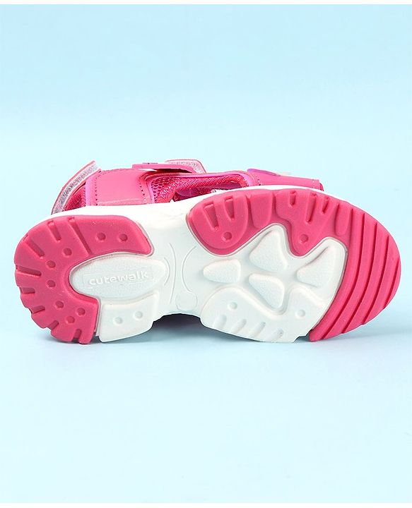 Cute Walk by Babyhug Sandals with Velcro Closure & Butterfly Applique - Fuchsia