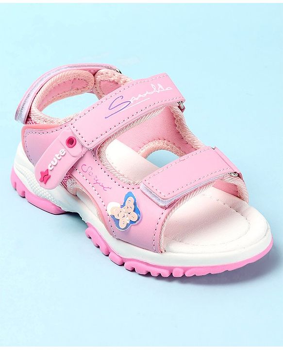 Cute Walk by Babyhug Sandals with Velcro Closure & Butterfly Applique - Fuchsia