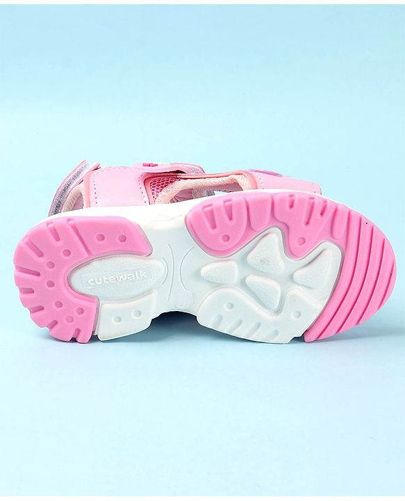 Cute Walk by Babyhug Sandals with Velcro Closure & Butterfly Applique - Fuchsia