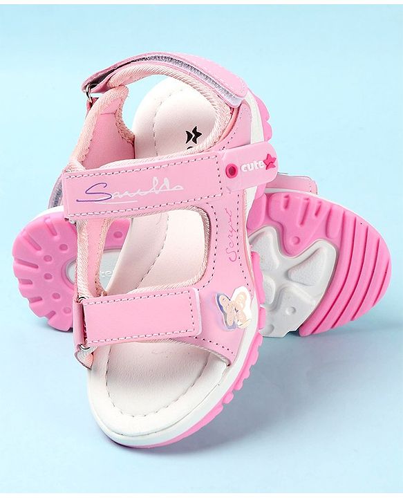 Cute Walk by Babyhug Sandals with Velcro Closure & Butterfly Applique - Fuchsia