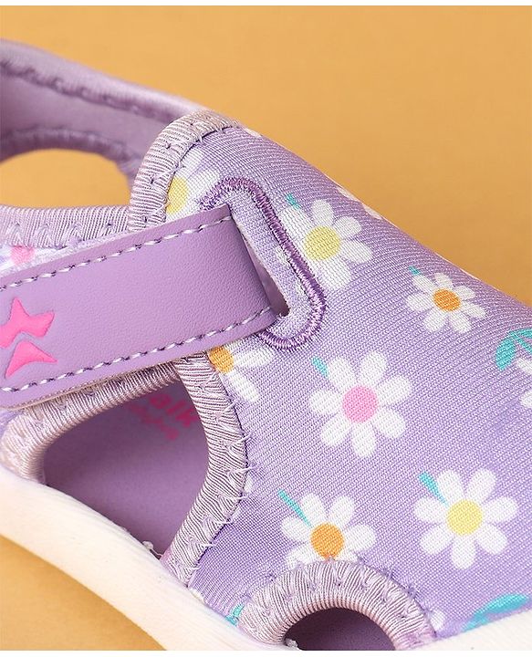 Cute Walk by Babyhug Slip On Sandals with Velcro Closure Floral Print - Purple