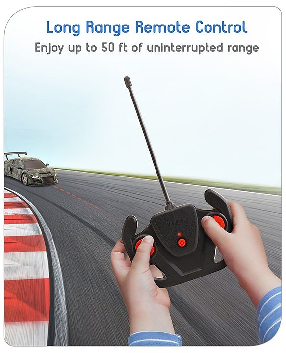 Babyhug 1:24 High-Speed RC Car with Graffiti Design & Rechargeable Battery|Durable Build, USB Charger & Smooth Controls|Indoor-Outdoor Play|4+ Years|BIS Certified|L*B*H: 18x9x5.5 cm|Military Green