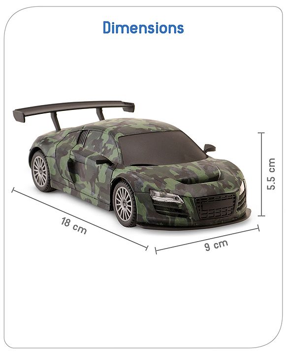 Babyhug 1:24 High-Speed RC Car with Graffiti Design & Rechargeable Battery|Durable Build, USB Charger & Smooth Controls|Indoor-Outdoor Play|4+ Years|BIS Certified|L*B*H: 18x9x5.5 cm|Military Green