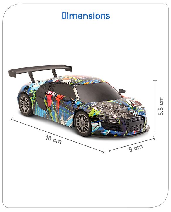 Babyhug 1:24 High-Speed RC Car with Graffiti Design & Rechargeable Battery|Durable Build, USB Charger & Smooth Controls|Indoor-Outdoor Play|4+ Years|BIS Certified|L*B*H: 18x9x5.5 cm|Military Green
