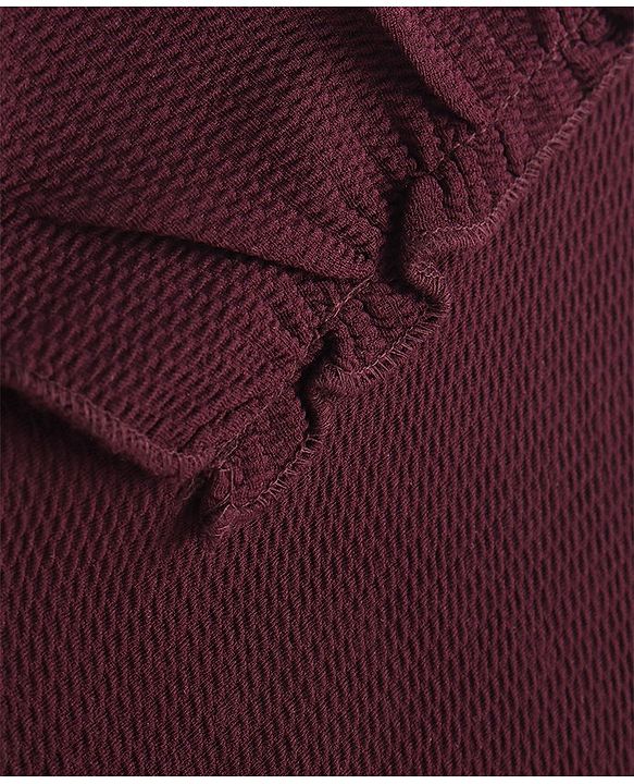 Pine Kids Cotton Knit Frill Sleeves  Solid Frock - Wine