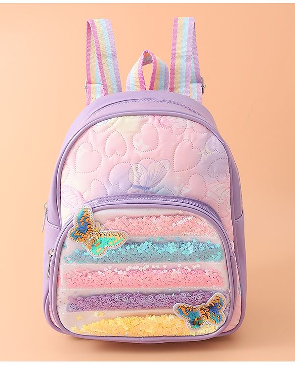 Babyhug Sequin Detailed Fashion Backpacks Free Size - Purple