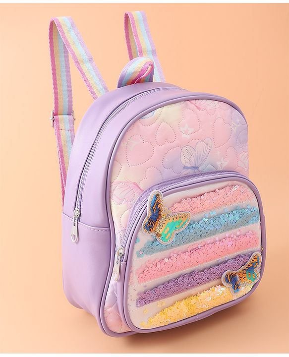 Babyhug Sequin Detailed Fashion Backpacks Free Size - Purple