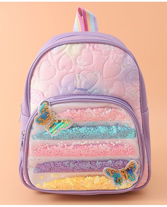Babyhug Sequin Detailed Fashion Backpacks Free Size - Purple