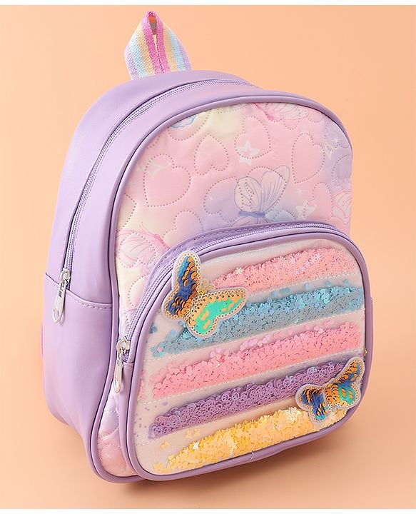 Babyhug Sequin Detailed Fashion Backpacks Free Size - Purple