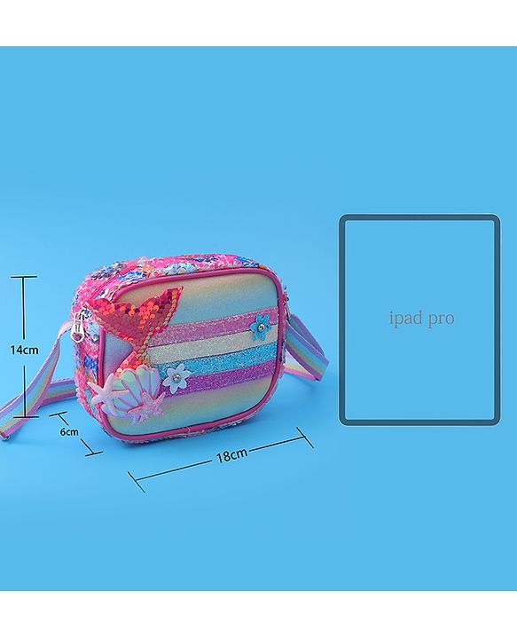 Babyhug Sling Bag with Starfish Applique & Sequin Detailing - Pink