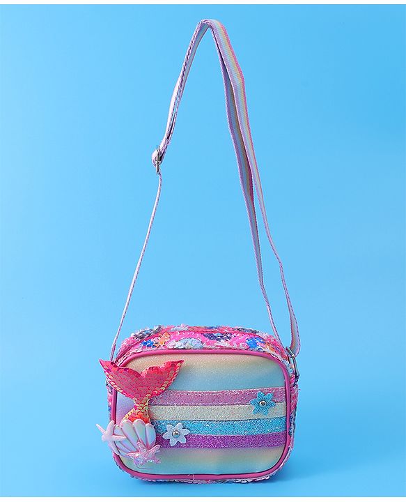 Babyhug Sling Bag with Starfish Applique & Sequin Detailing - Pink